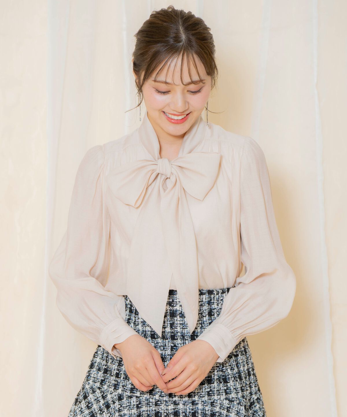 WILLSELECTION「リボンタイギャザーブラウス」|シャツ・ブラウス|