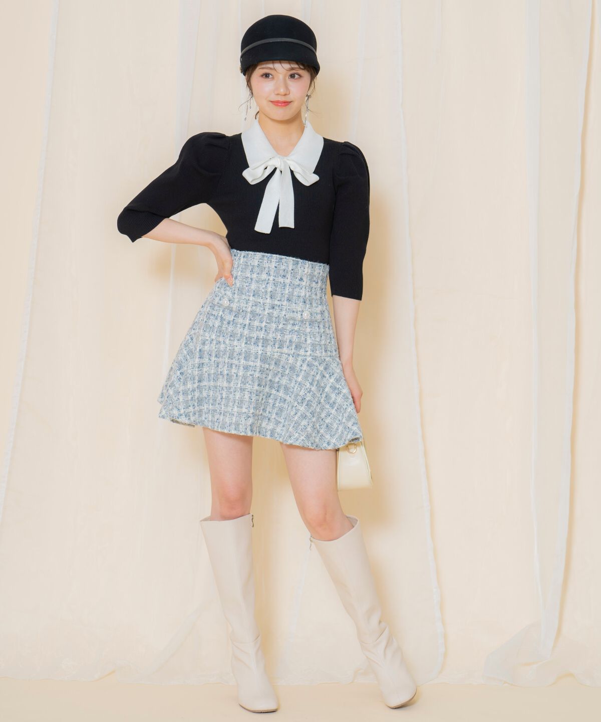 WILLSELECTION「MIXツイードフレアヘムスカート」|フレア|