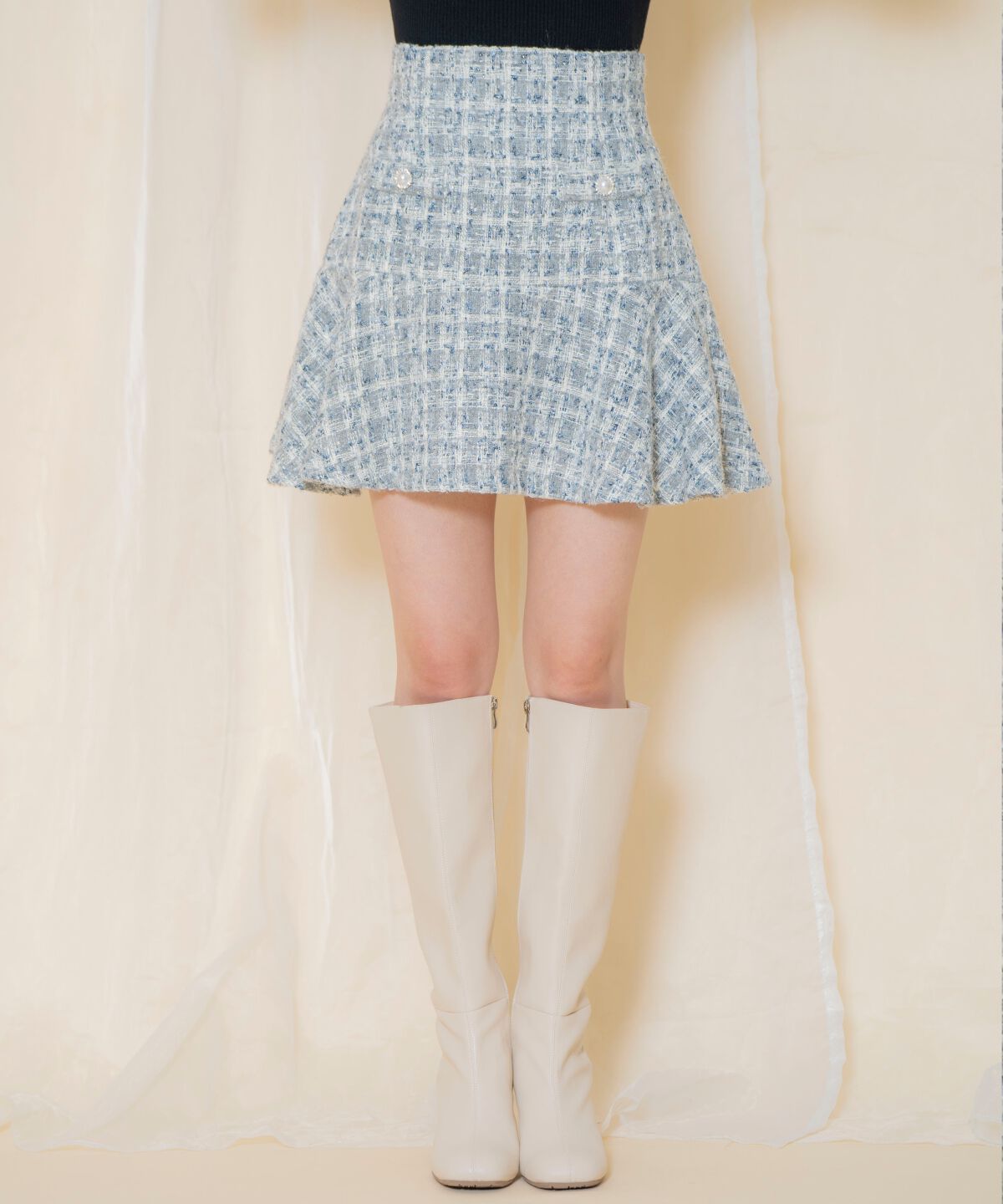WILLSELECTION「MIXツイードフレアヘムスカート」|フレア|