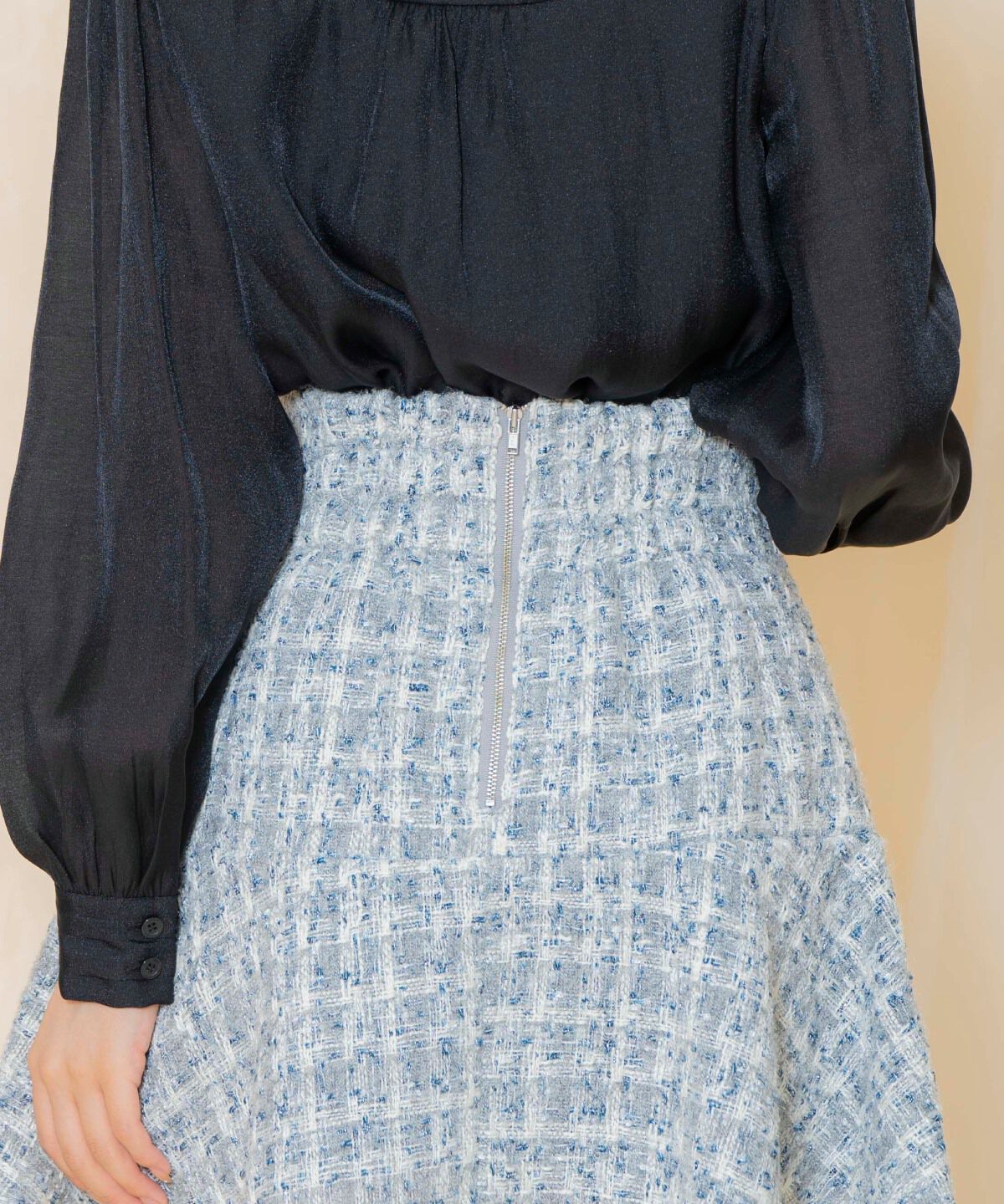 WILLSELECTION「MIXツイードフレアヘムスカート」|フレア|