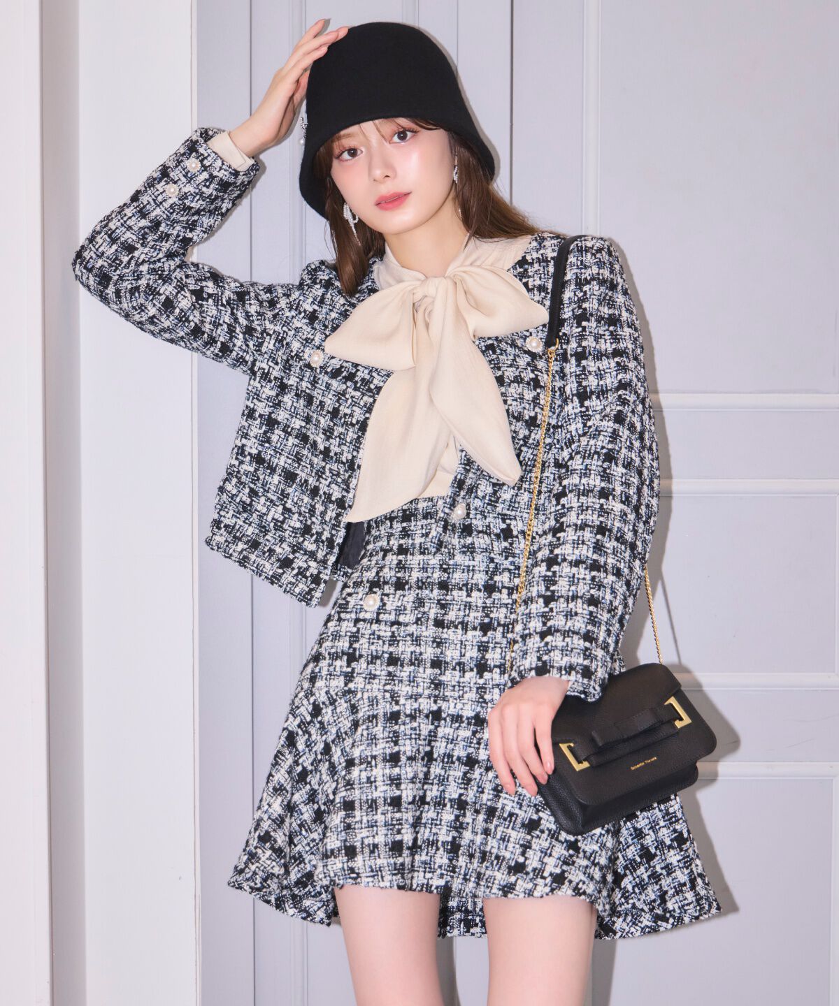 WILLSELECTION「MIXツイードフレアヘムスカート」|フレア|