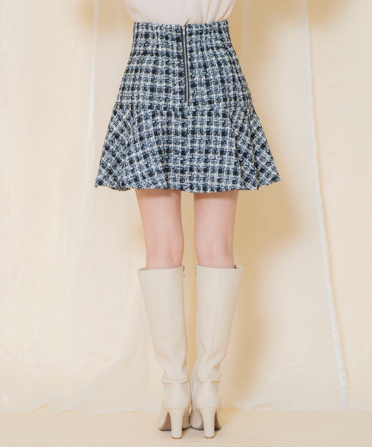 WILLSELECTION「MIXツイードフレアヘムスカート」|フレア|