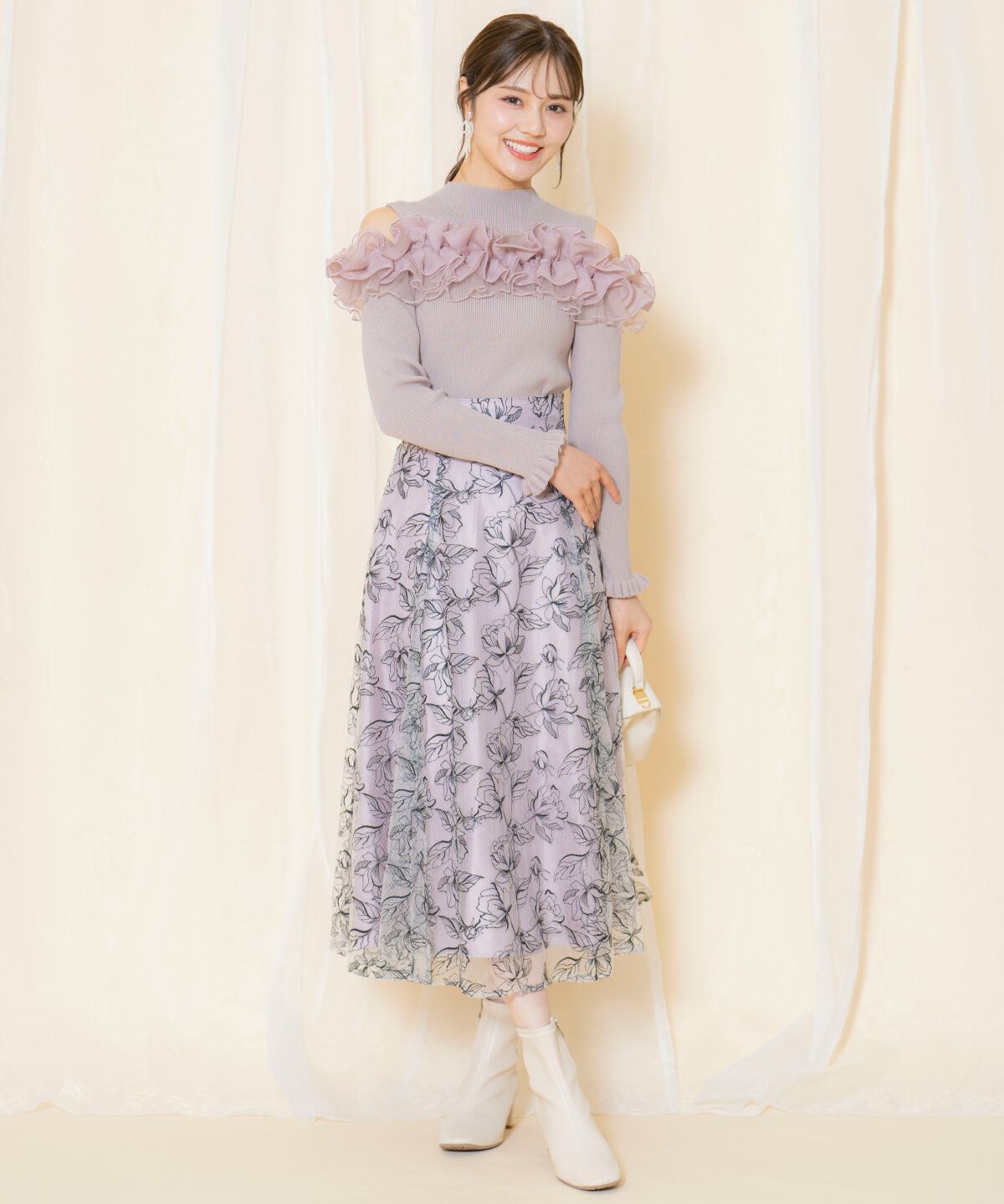 WILLSELECTION「オープンショルダーフリルトップス」|ニット・セーター|