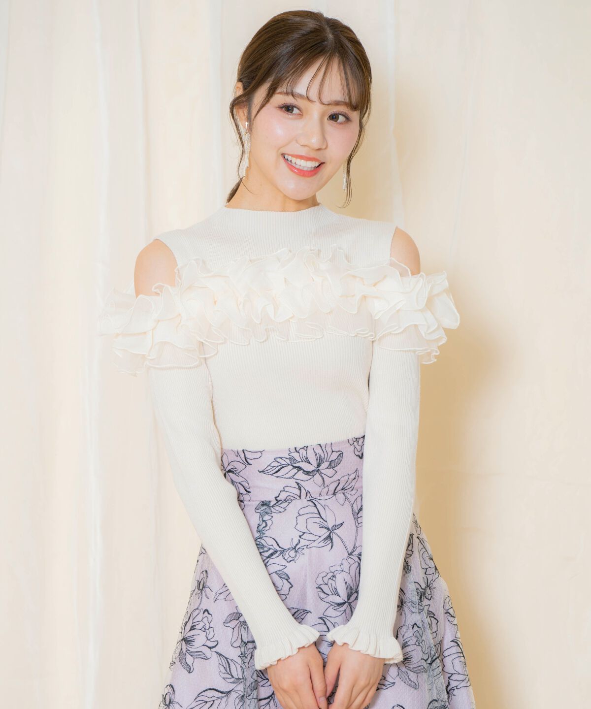 WILLSELECTION「オープンショルダーフリルトップス」|ニット・セーター|