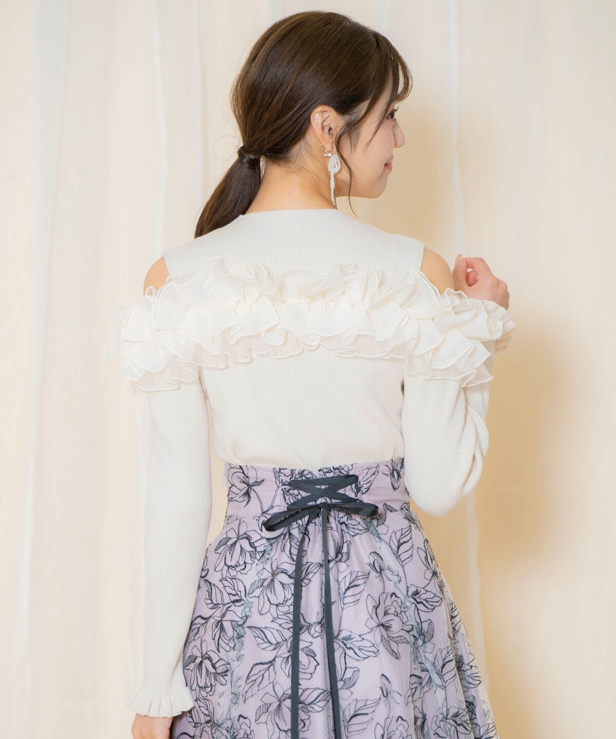 WILLSELECTION「オープンショルダーフリルトップス」|ニット・セーター|
