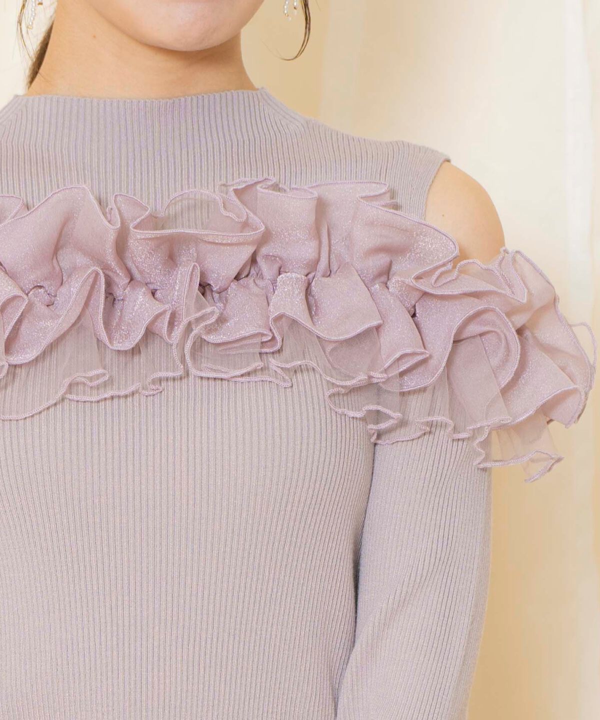 WILLSELECTION「オープンショルダーフリルトップス」|ニット・セーター|