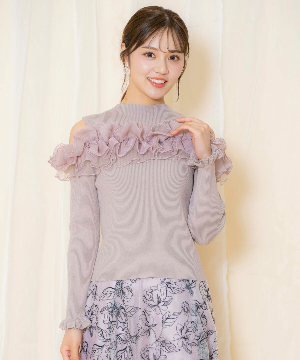 WILLSELECTION「オープンショルダーフリルトップス」|ニット・セーター|