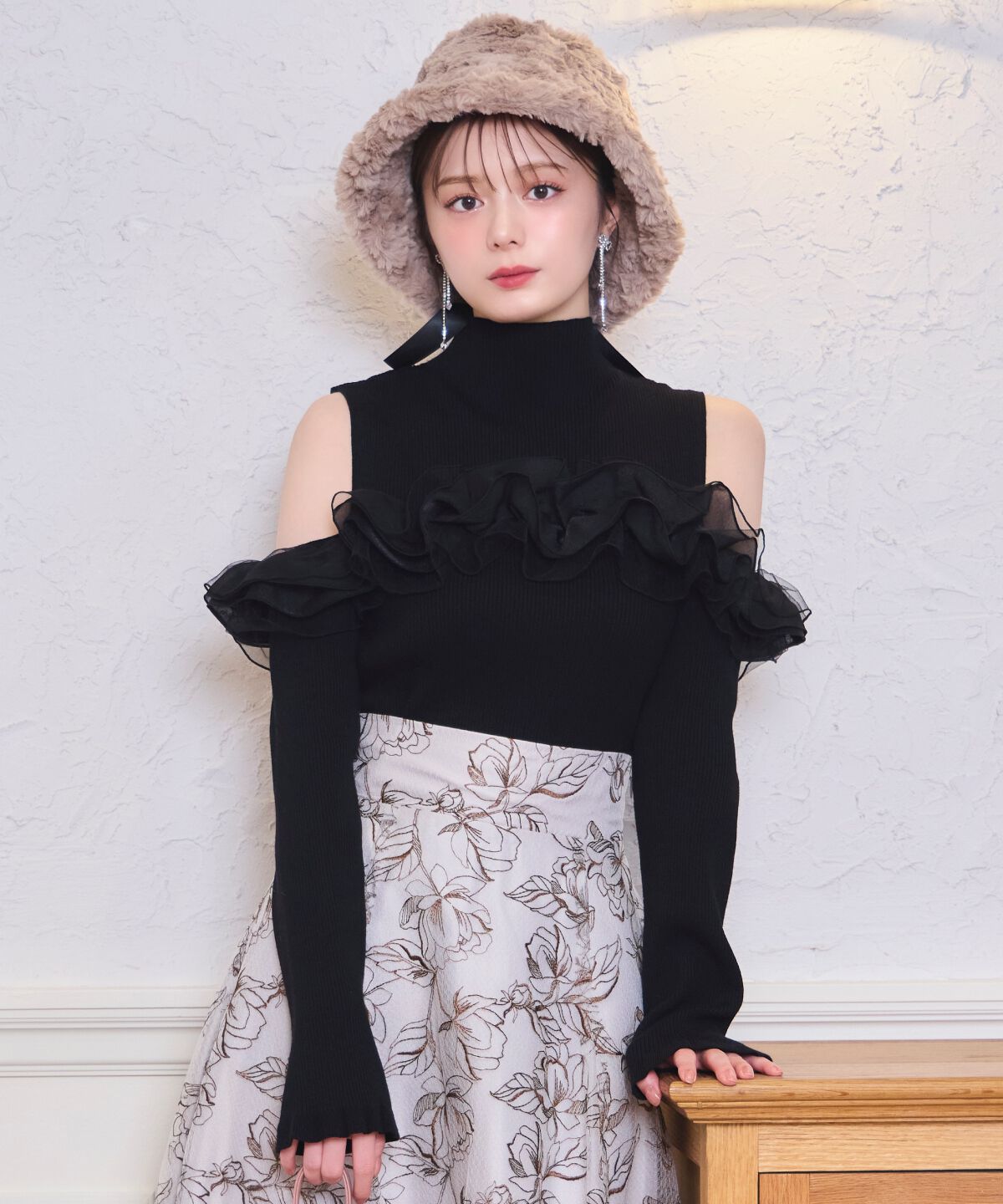 WILLSELECTION「オープンショルダーフリルトップス」|ニット・セーター|