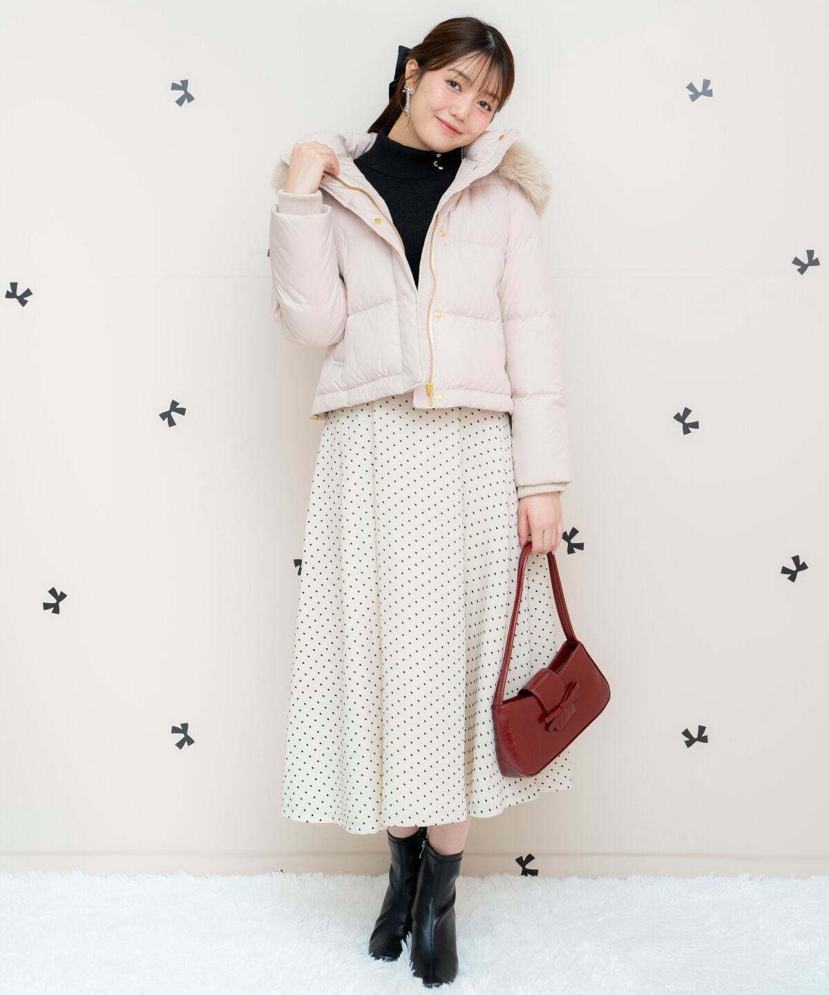 WILLSELECTION「フロッキードットヨーク切替スカート」|フレア|