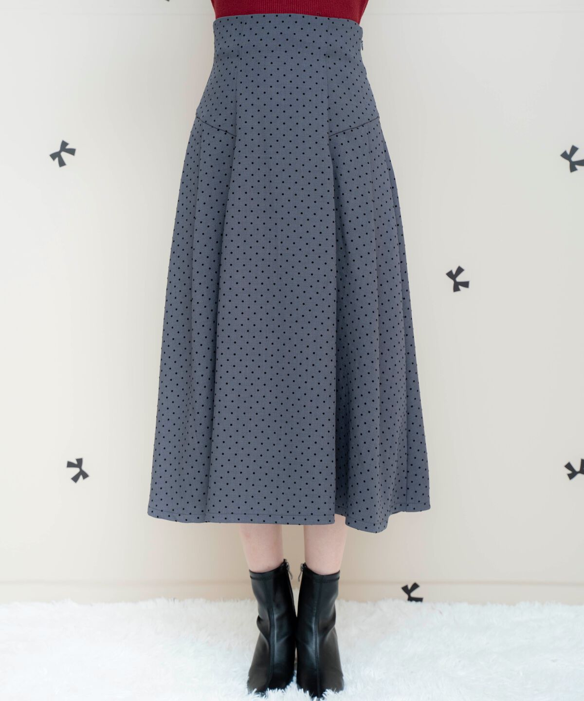 WILLSELECTION「フロッキードットヨーク切替スカート」|フレア|