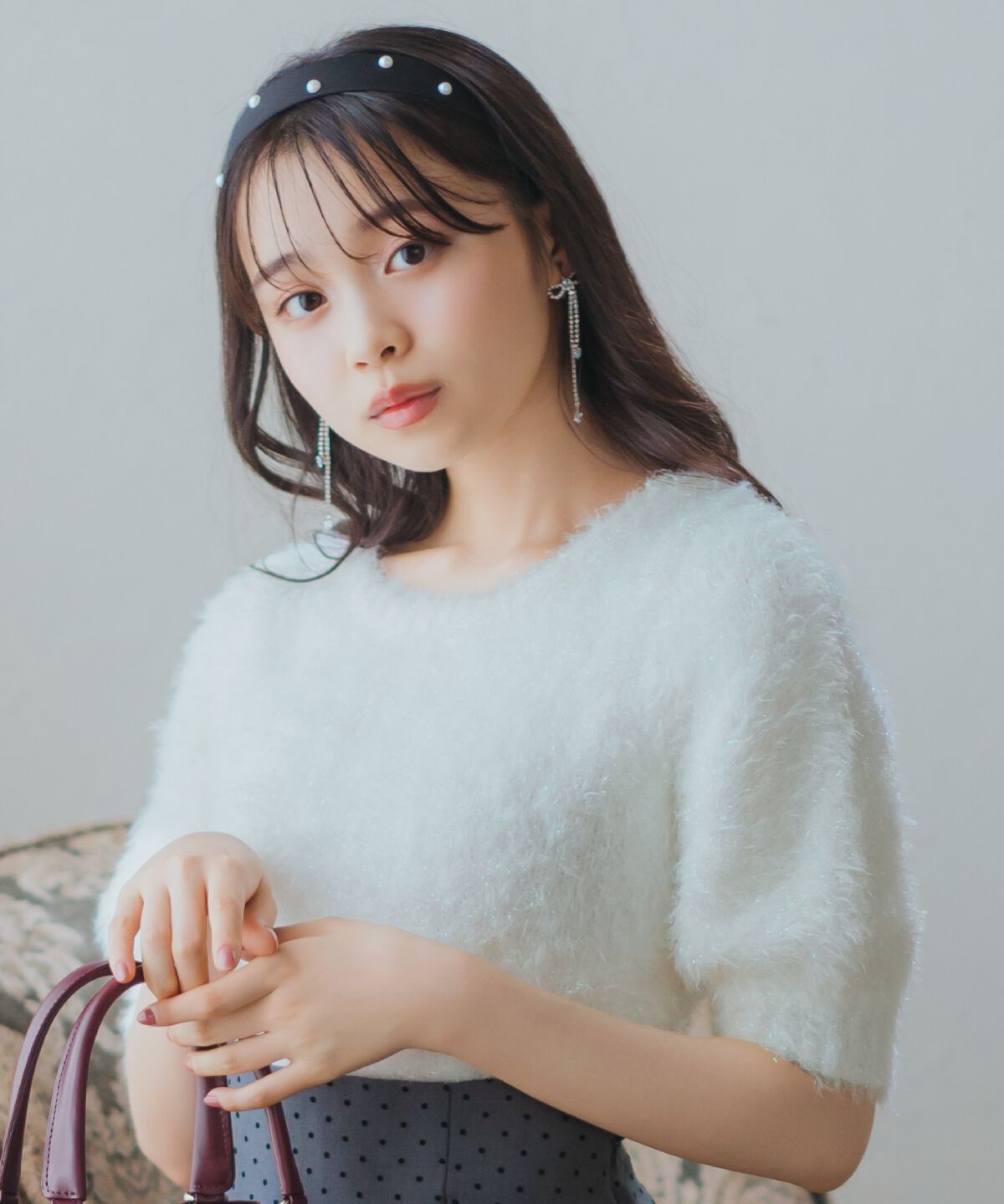 WILLSELECTION「シャギーラメ5分袖プルオーバー」|ニット・セーター|