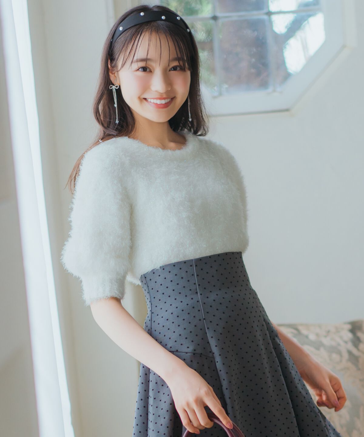 WILLSELECTION「シャギーラメ5分袖プルオーバー」|ニット・セーター|