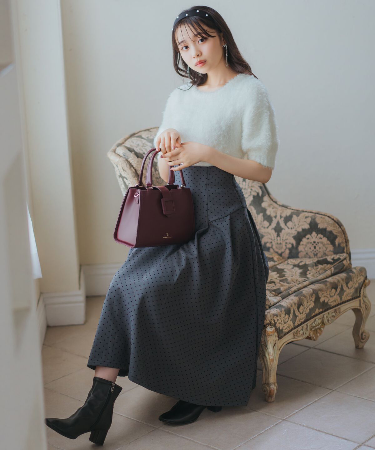 WILLSELECTION「シャギーラメ5分袖プルオーバー」|ニット・セーター|