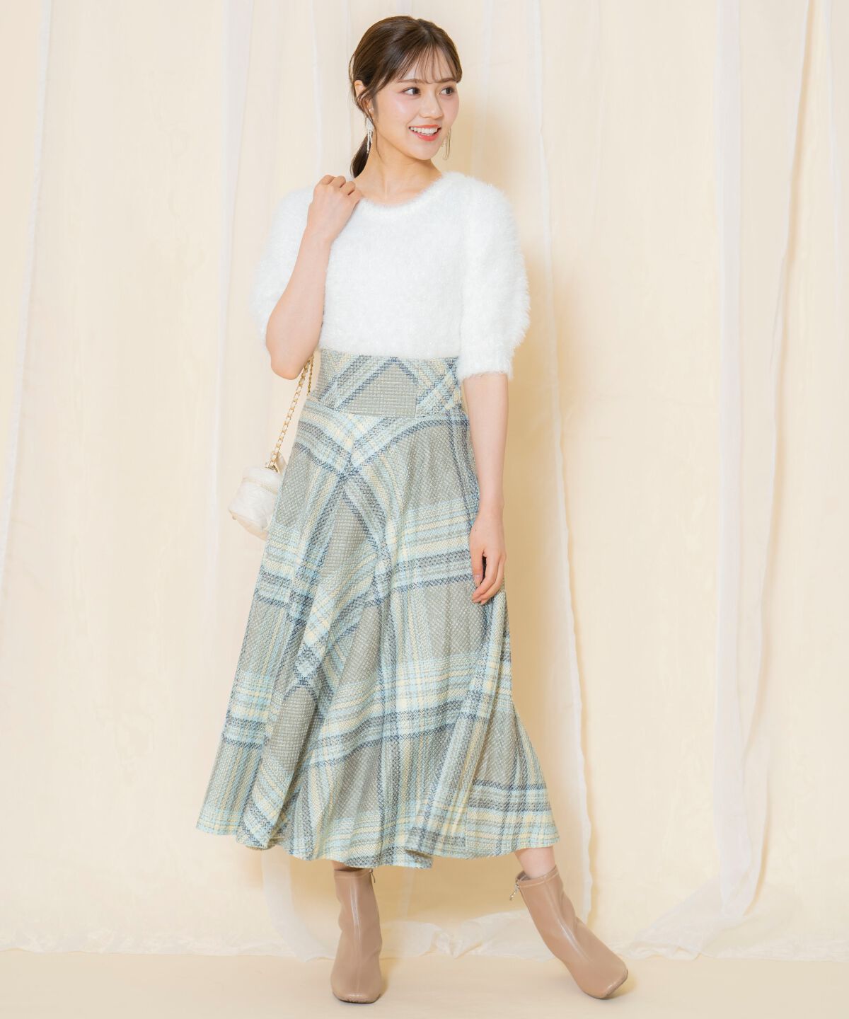 WILLSELECTION「シャギーラメ5分袖プルオーバー」|ニット・セーター|