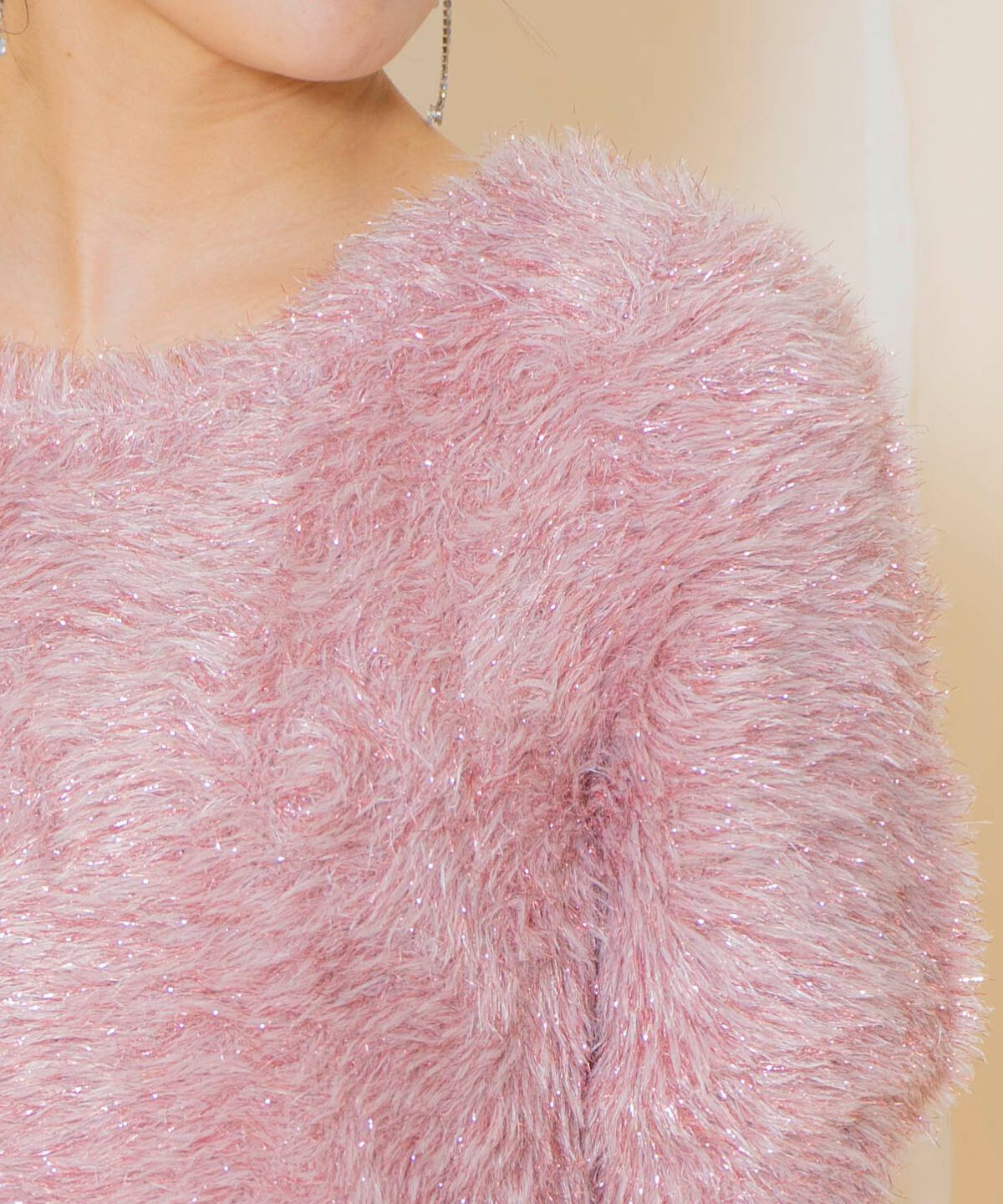 WILLSELECTION「シャギーラメ5分袖プルオーバー」|ニット・セーター|