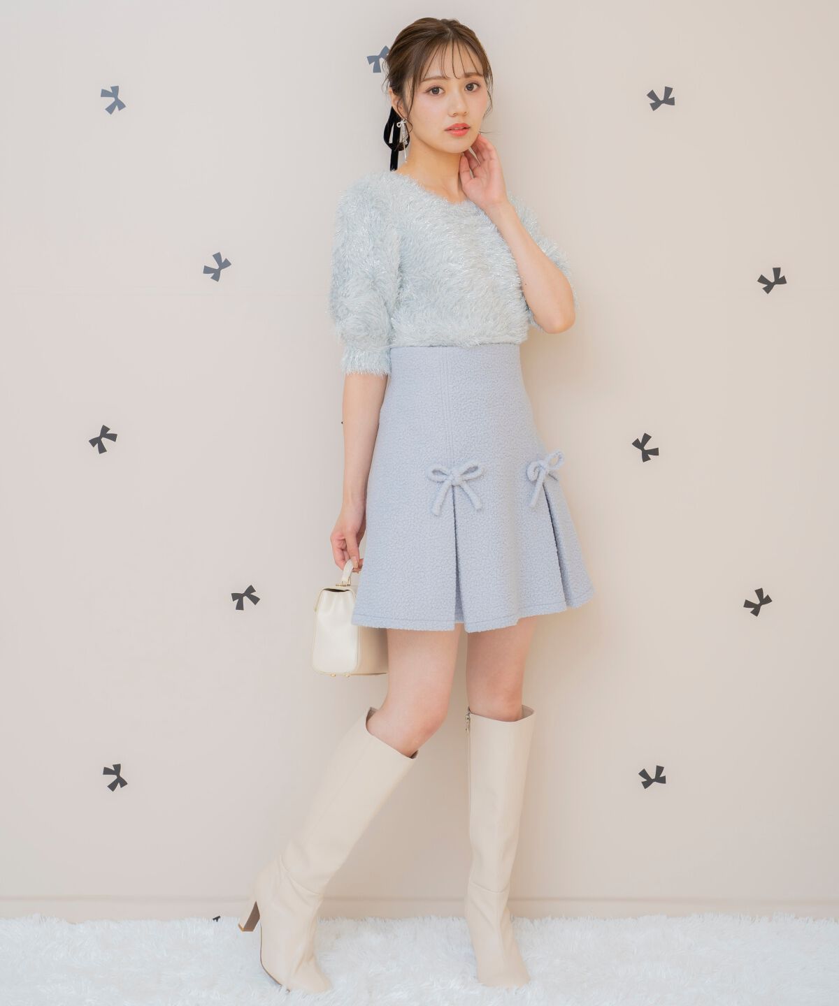 WILLSELECTION「シャギーラメ5分袖プルオーバー」|ニット・セーター|