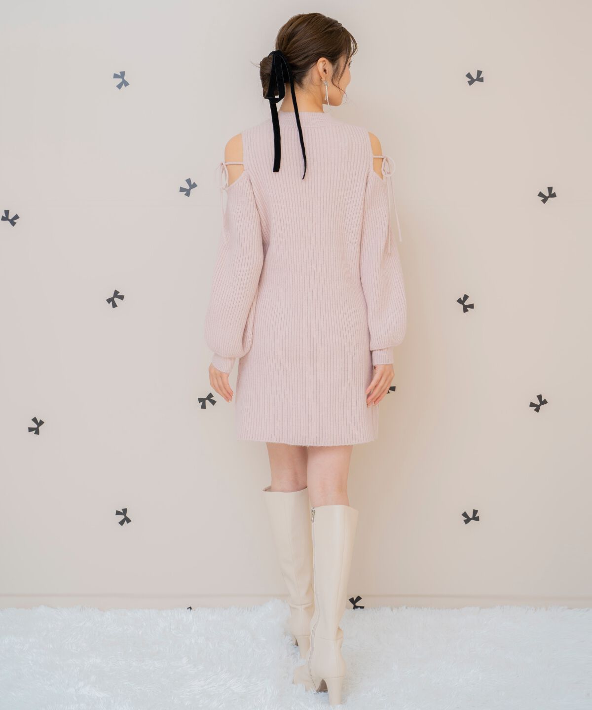 WILLSELECTION「オープンショルダーリブニットワンピース」|ワンピース|