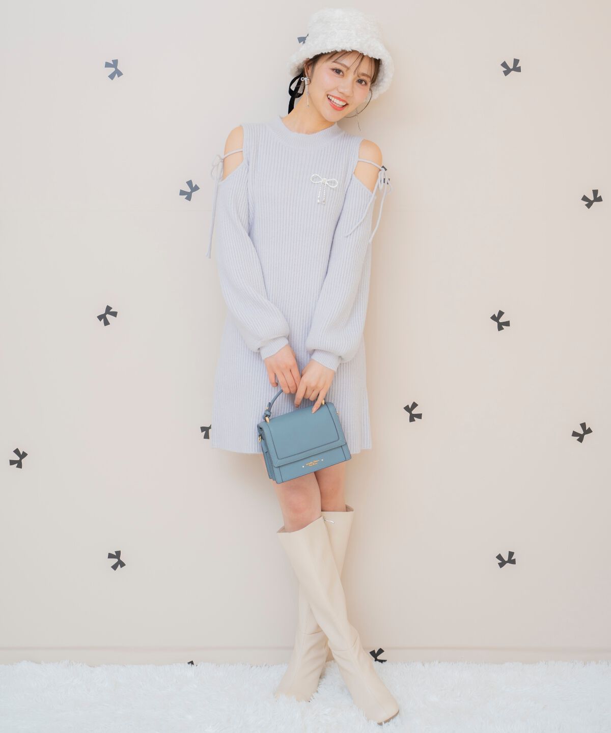 WILLSELECTION「オープンショルダーリブニットワンピース」|ワンピース|