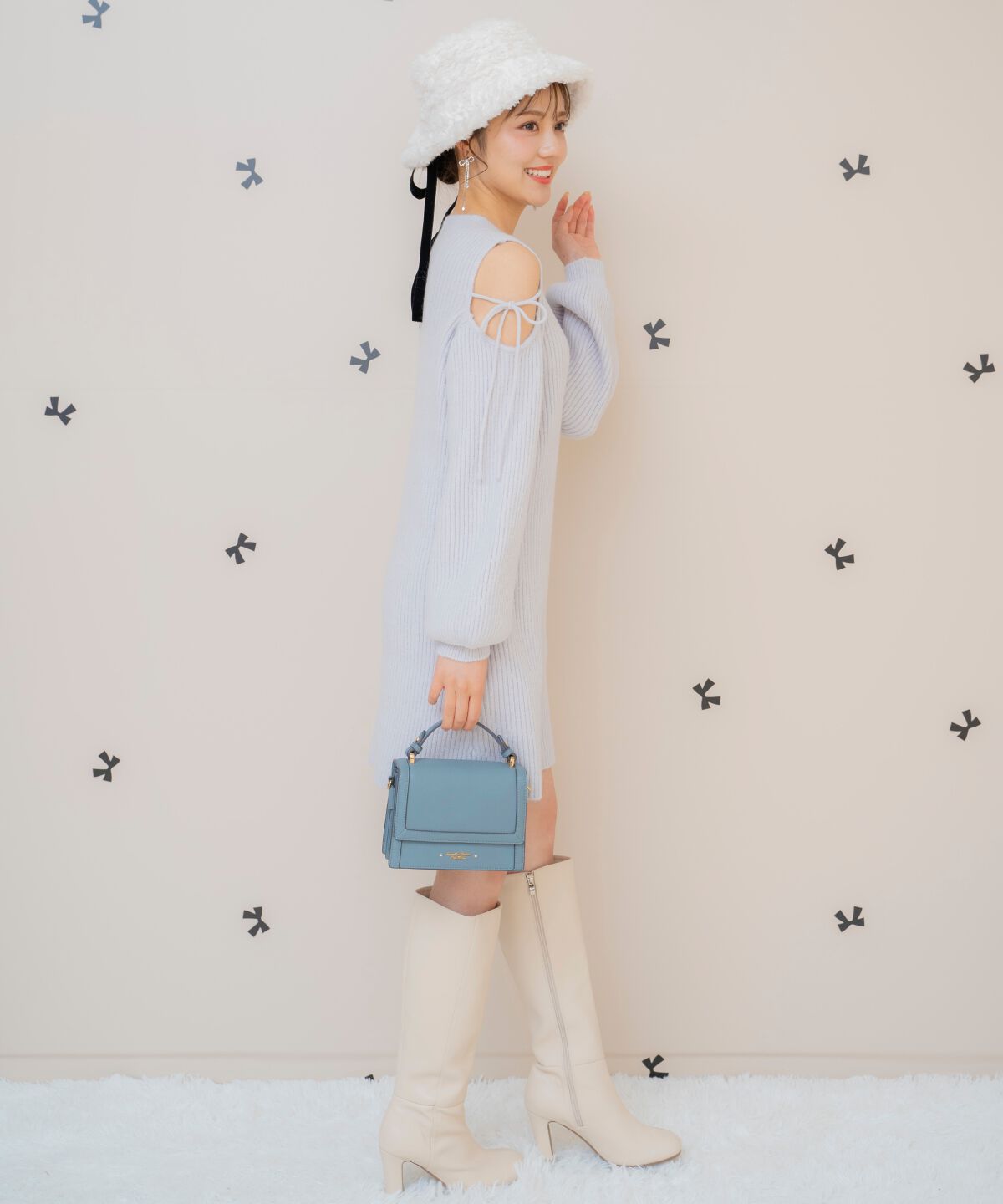 WILLSELECTION「オープンショルダーリブニットワンピース」|ワンピース|