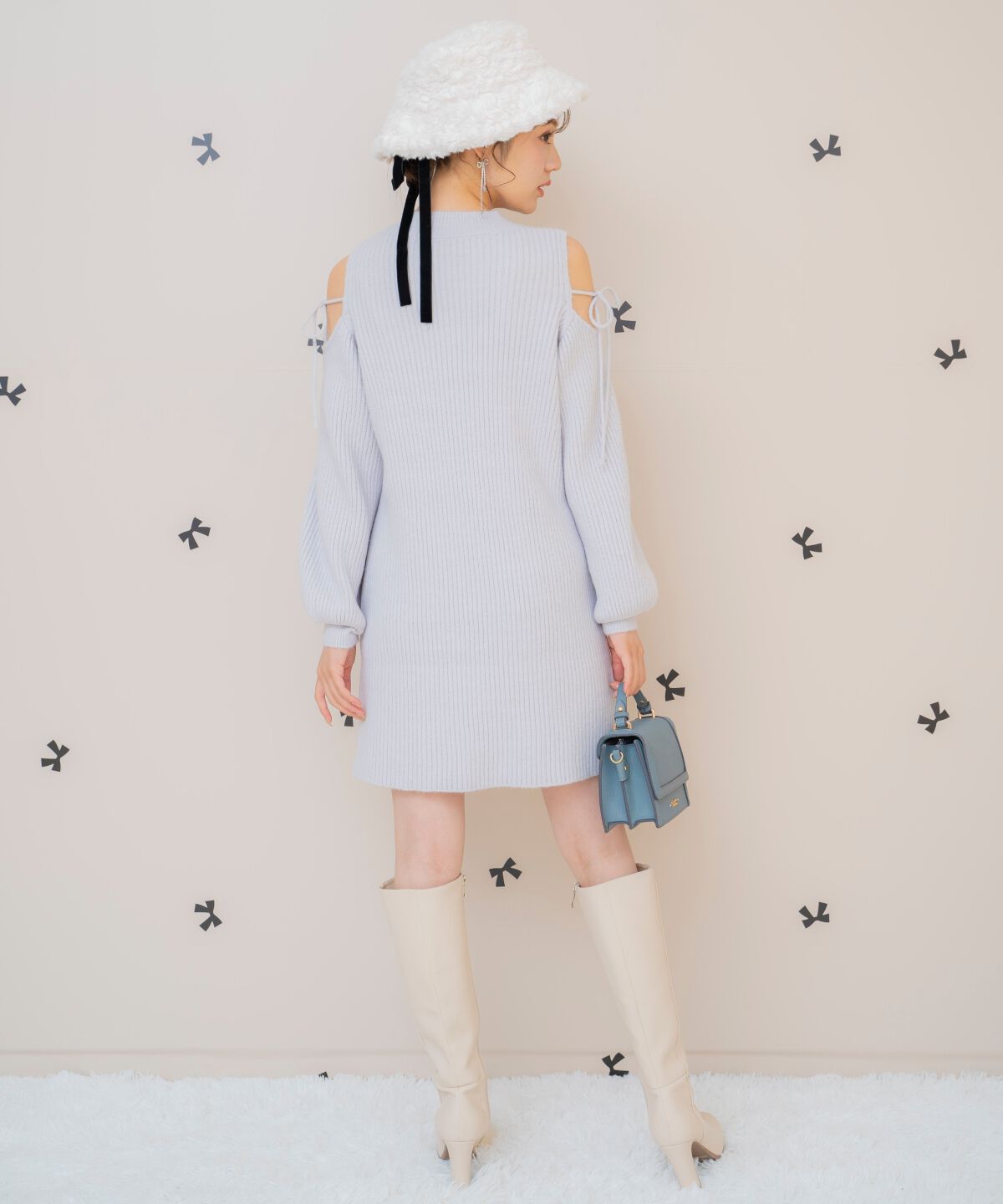 WILLSELECTION「オープンショルダーリブニットワンピース」|ワンピース|