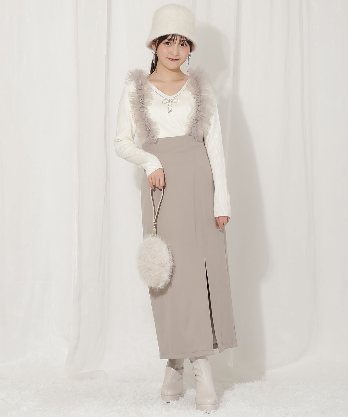 WILLSELECTION「リボンブローチ付き2WAYニットプルオーバー」|ニット・セーター|