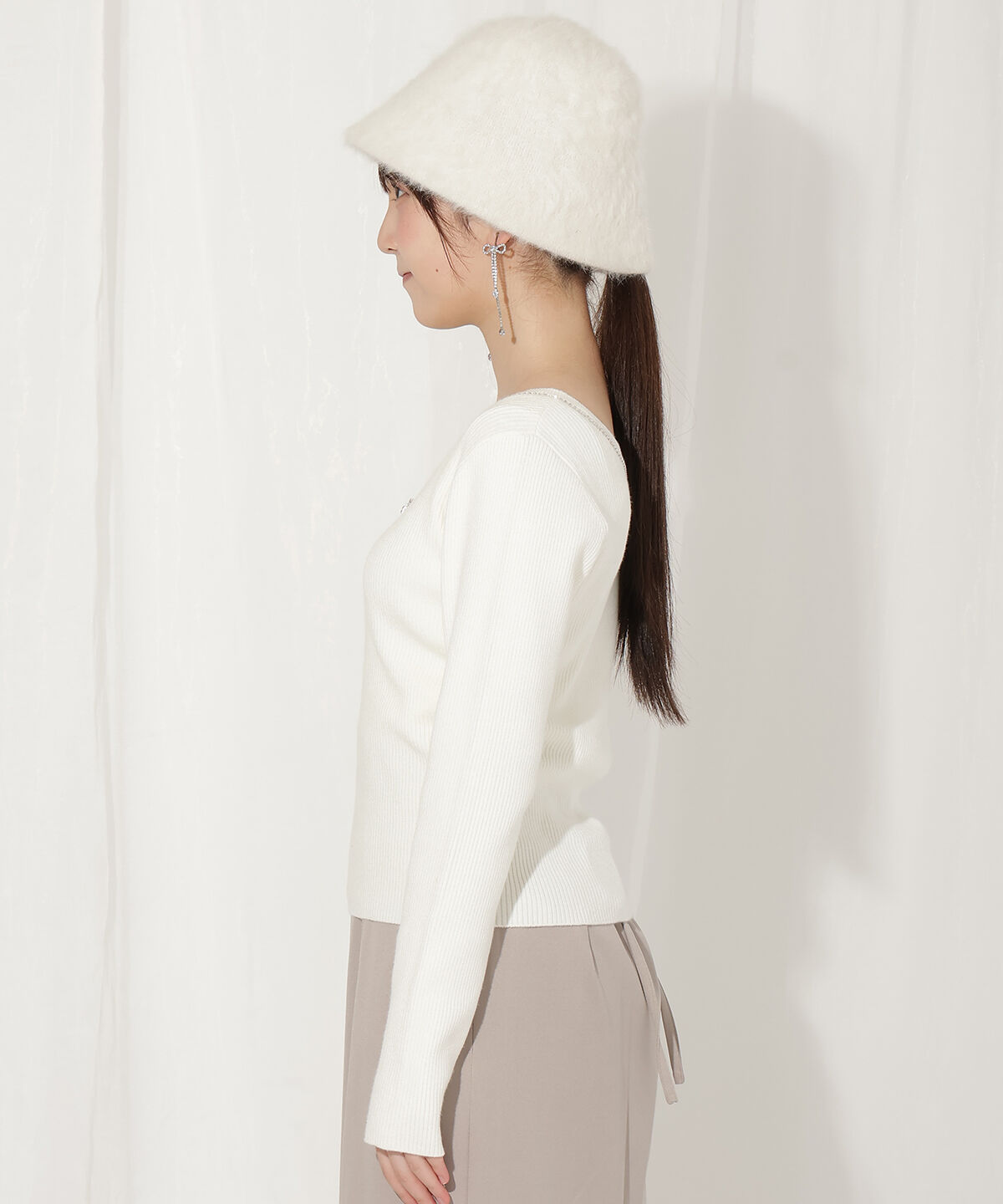 WILLSELECTION「リボンブローチ付き2WAYニットプルオーバー」|ニット・セーター|