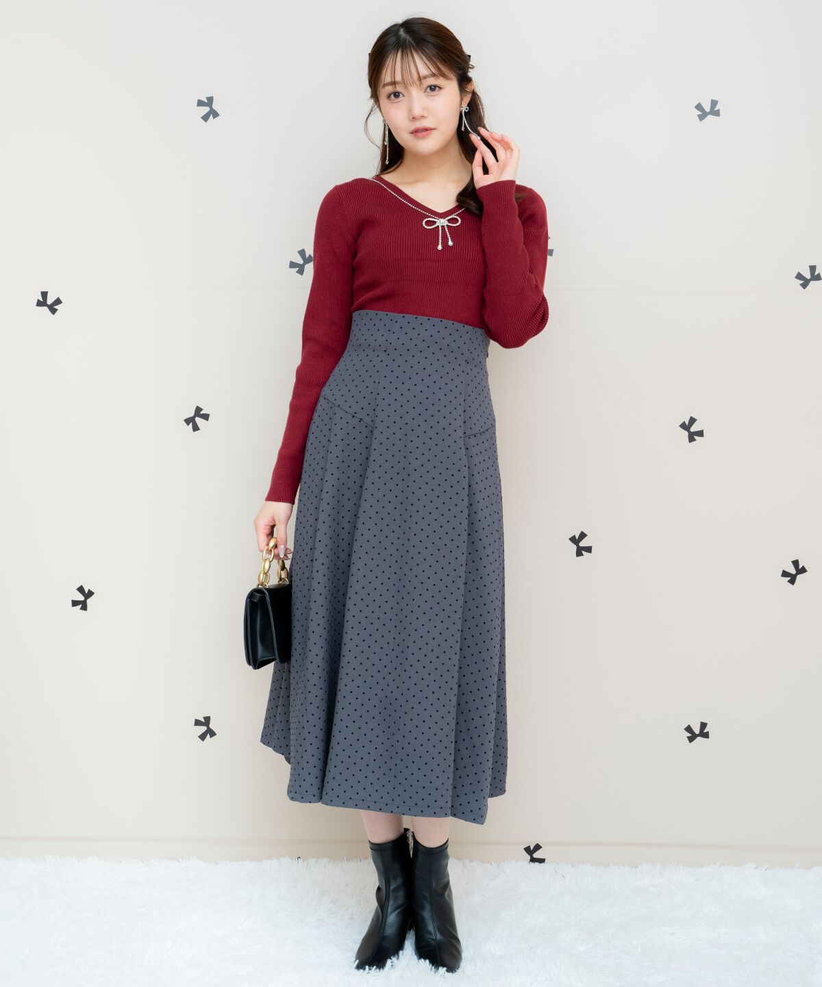 WILLSELECTION「リボンブローチ付き2WAYニットプルオーバー」|ニット・セーター|