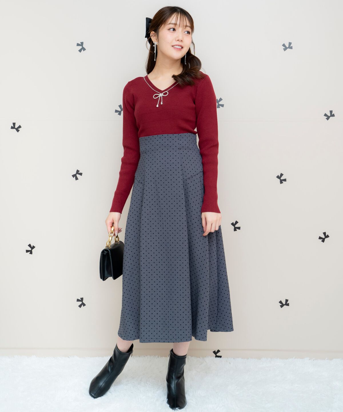 WILLSELECTION「リボンブローチ付き2WAYニットプルオーバー」|ニット・セーター|