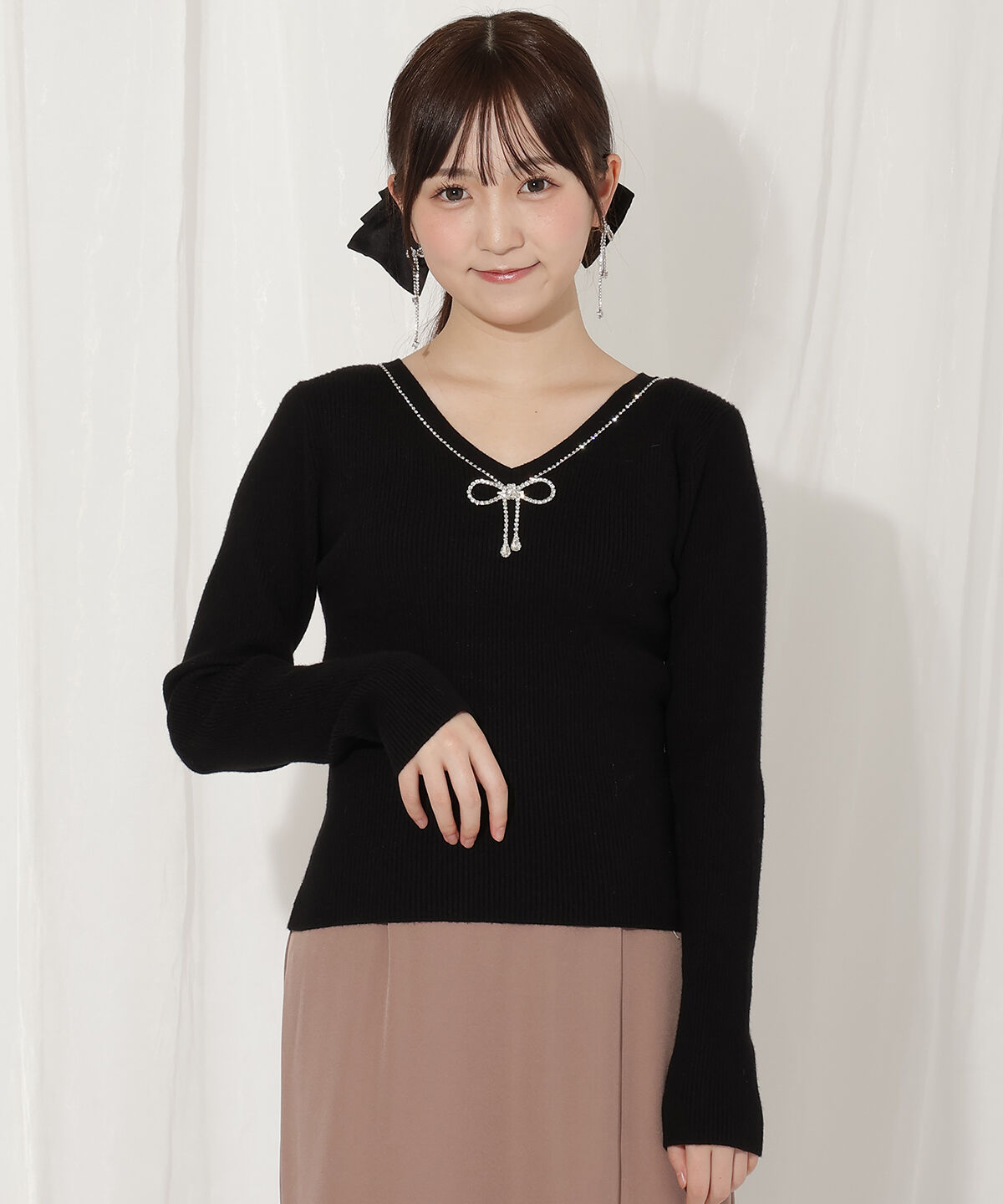 WILLSELECTION「リボンブローチ付き2WAYニットプルオーバー」|ニット・セーター|