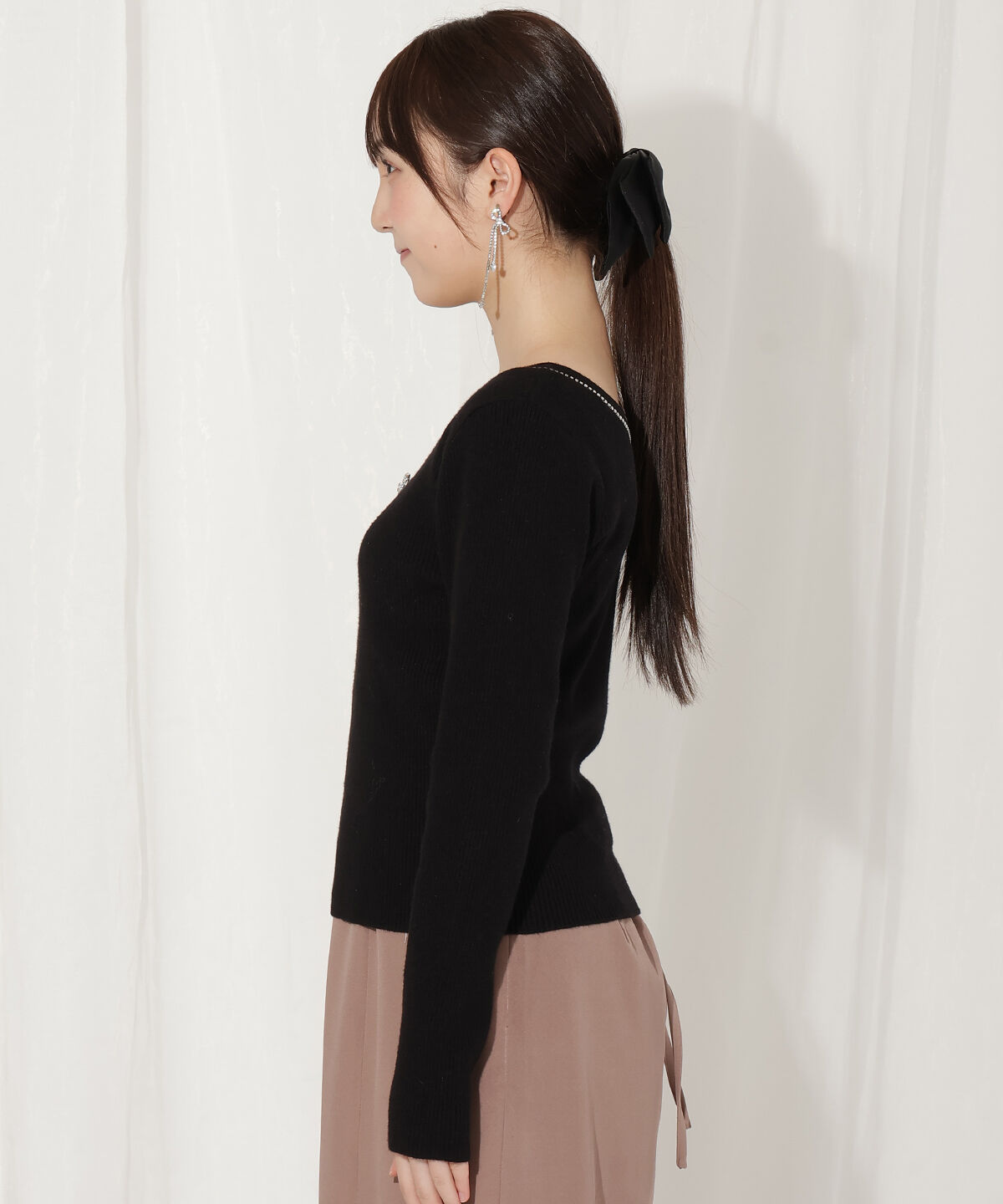 WILLSELECTION「リボンブローチ付き2WAYニットプルオーバー」|ニット・セーター|