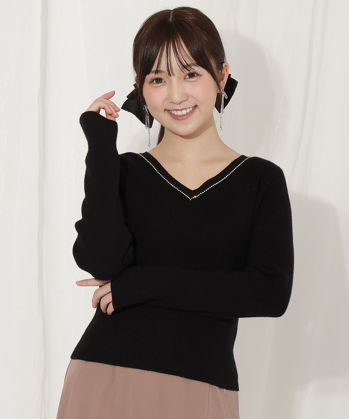 WILLSELECTION「リボンブローチ付き2WAYニットプルオーバー」|ニット・セーター|