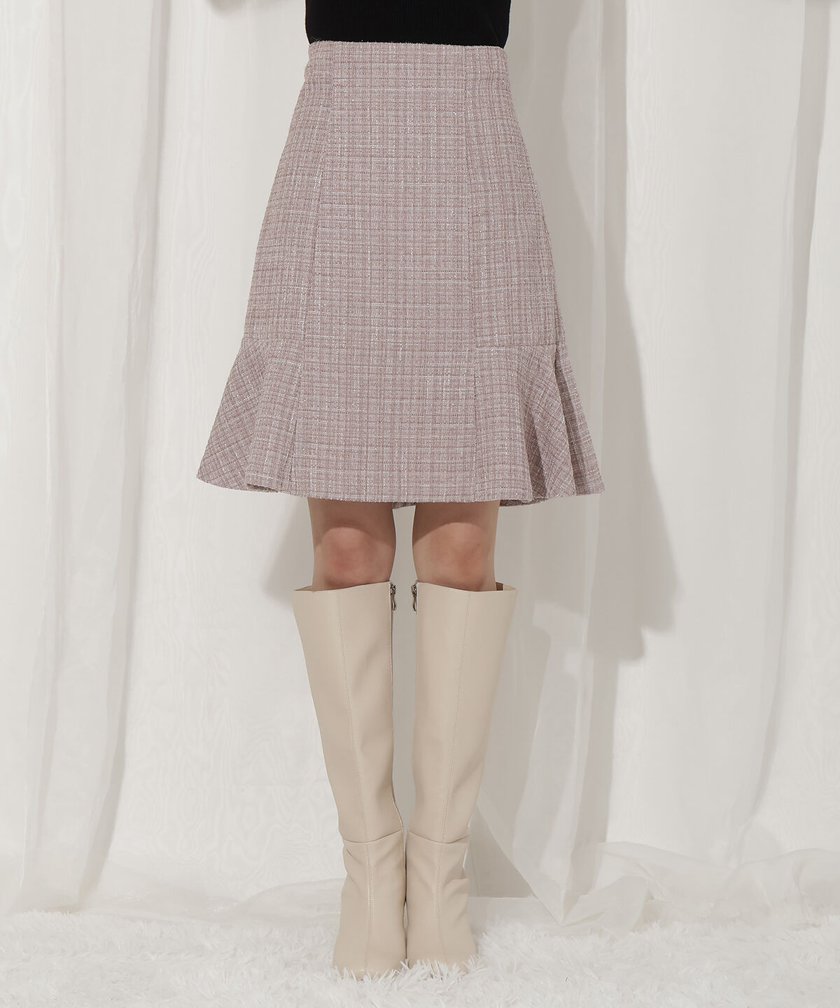 WILLSELECTION「ラメツイードフレアヘムミニスカート」|フレア|