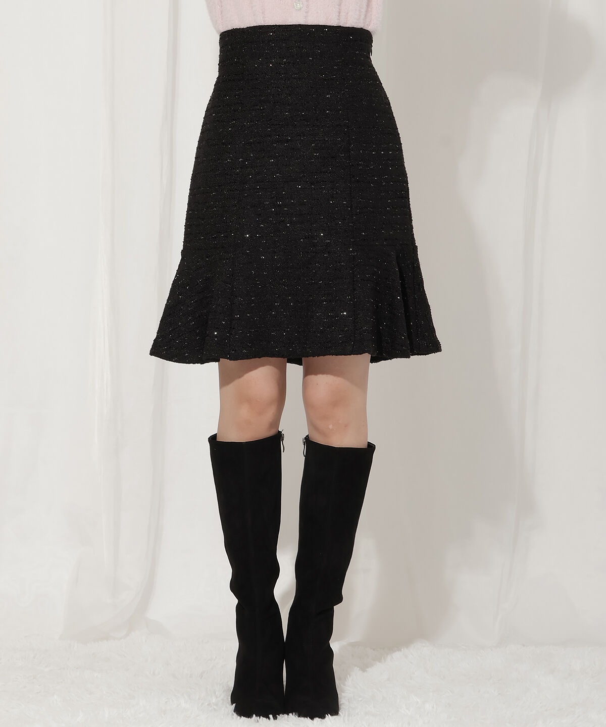 WILLSELECTION「ラメツイードフレアヘムミニスカート」|フレア|