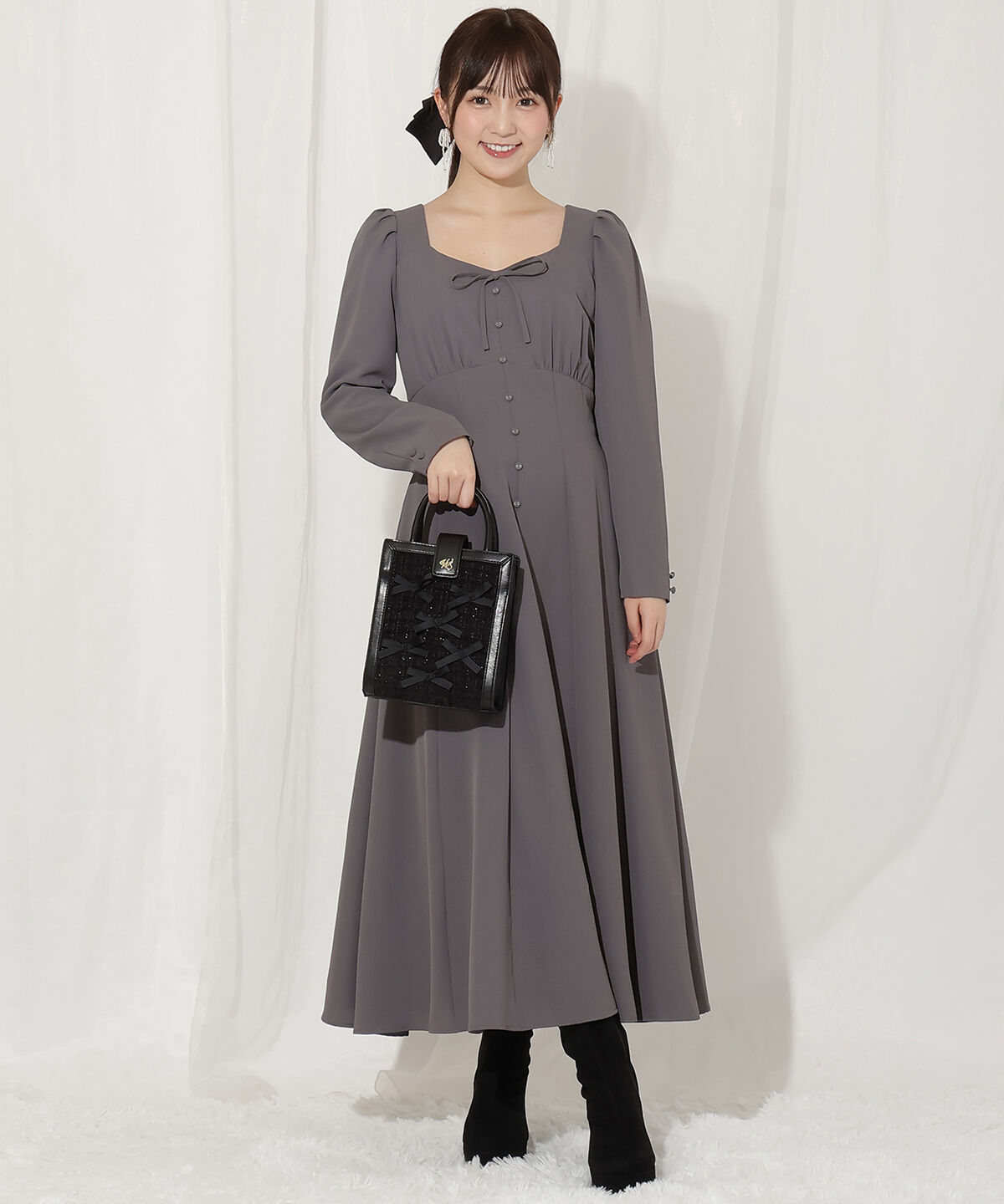 WILLSELECTION「フロントボタンワンピース」|ワンピース|グレー