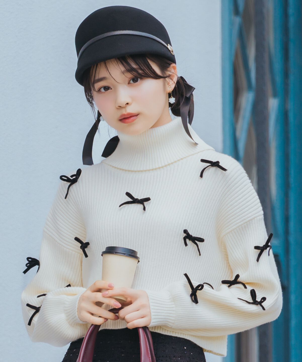 WILLSELECTION「リボンクロップドオフタートルニット」|ニット・セーター|