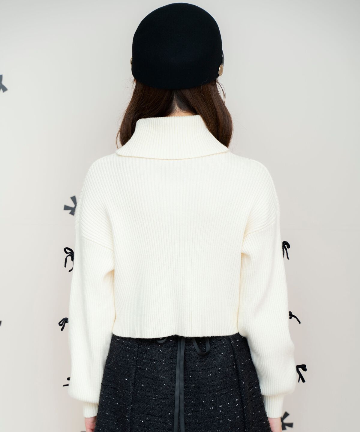 WILLSELECTION「リボンクロップドオフタートルニット」|ニット・セーター|