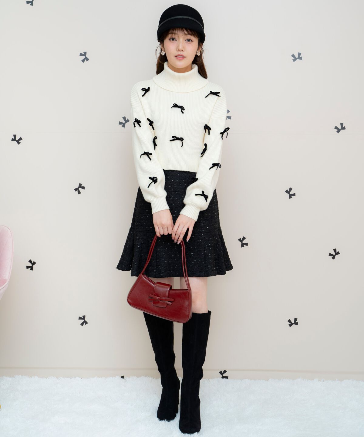 WILLSELECTION「リボンクロップドオフタートルニット」|ニット・セーター|