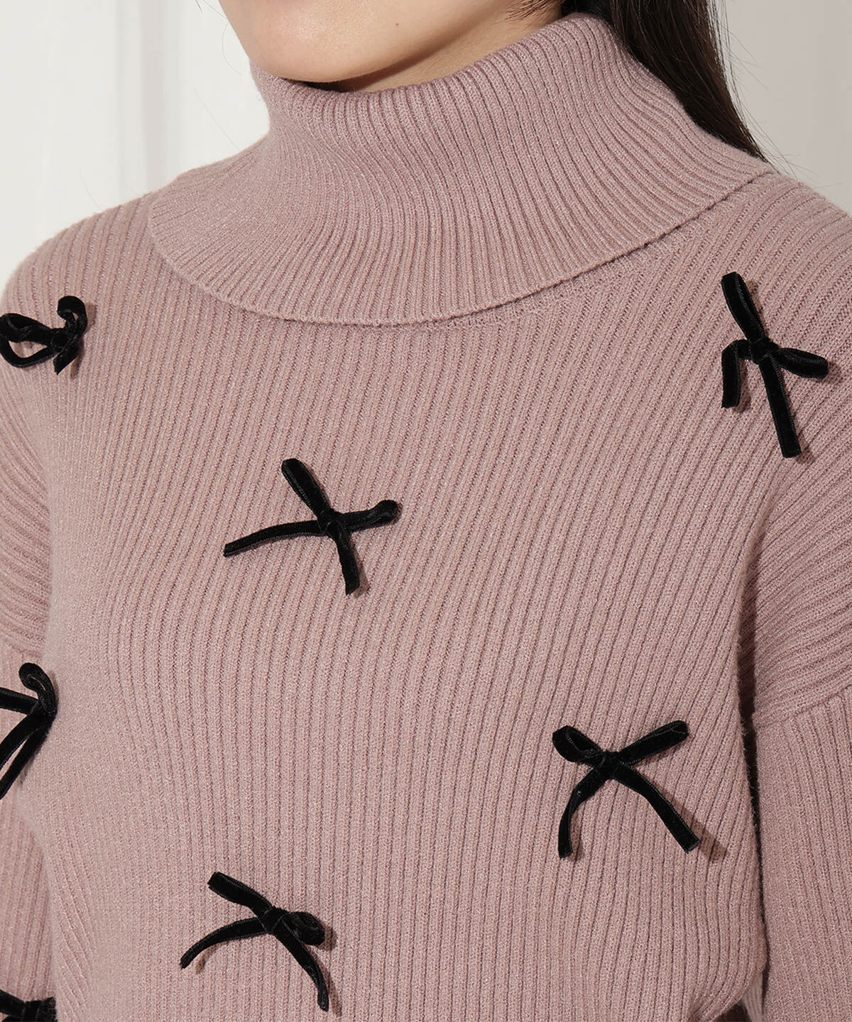 WILLSELECTION「リボンクロップドオフタートルニット」|ニット・セーター|