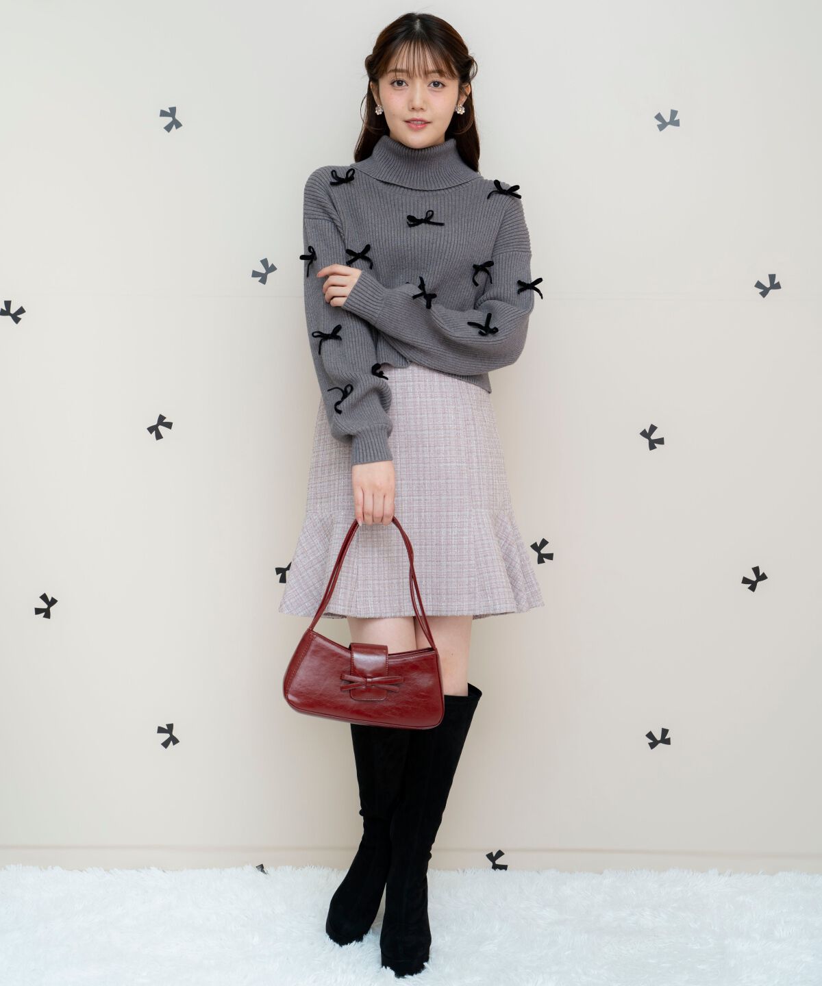 WILLSELECTION「リボンクロップドオフタートルニット」|ニット・セーター|