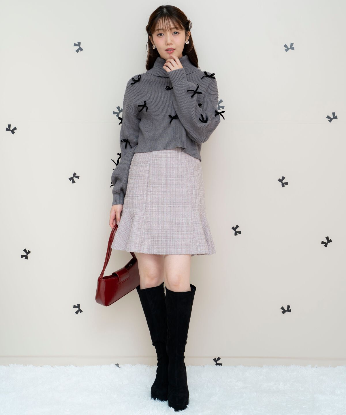 WILLSELECTION「リボンクロップドオフタートルニット」|ニット・セーター|