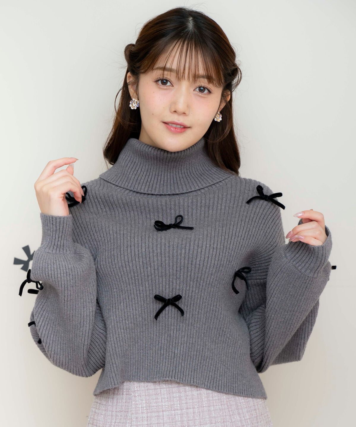 WILLSELECTION「リボンクロップドオフタートルニット」|ニット・セーター|