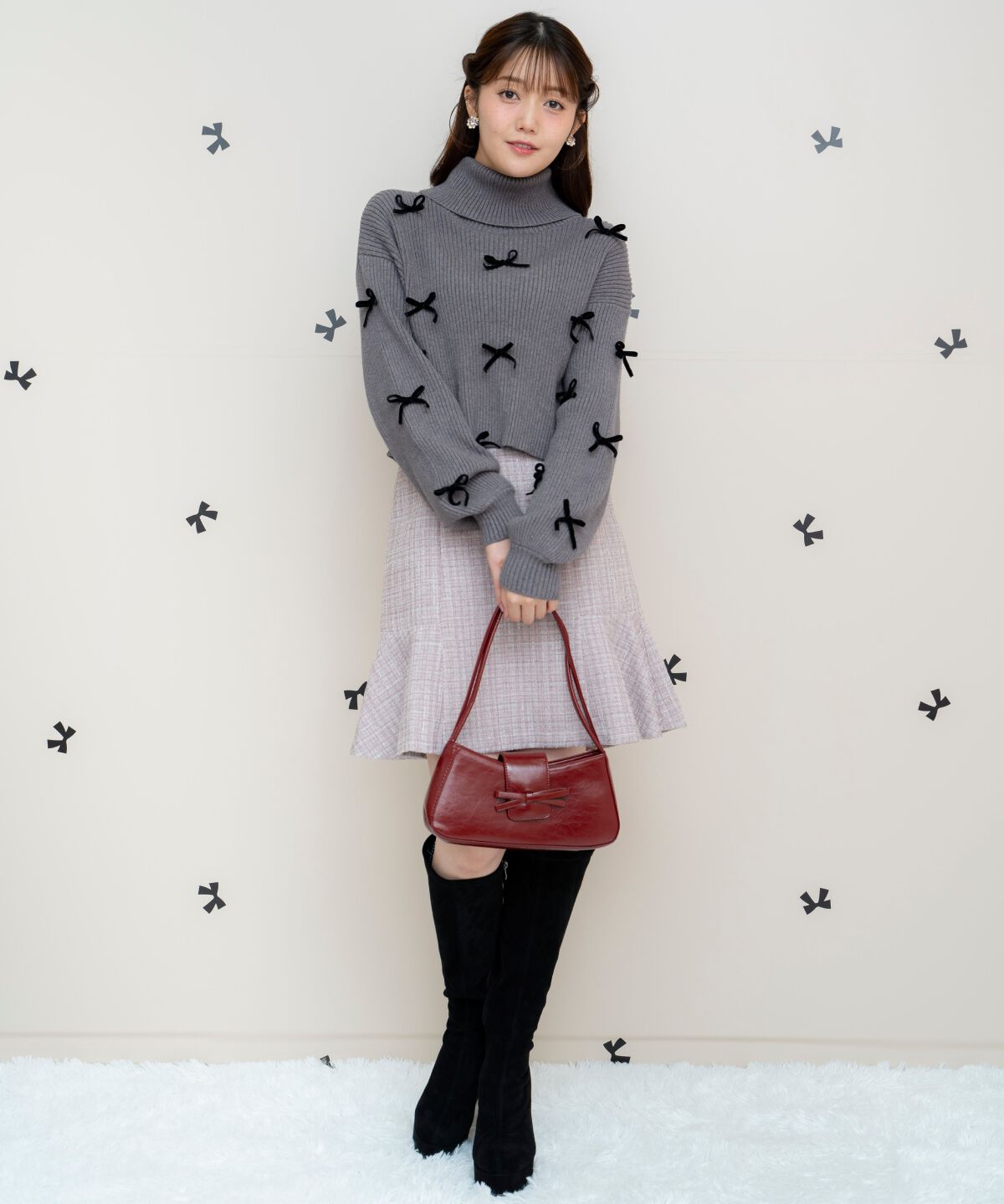 WILLSELECTION「リボンクロップドオフタートルニット」|ニット・セーター|