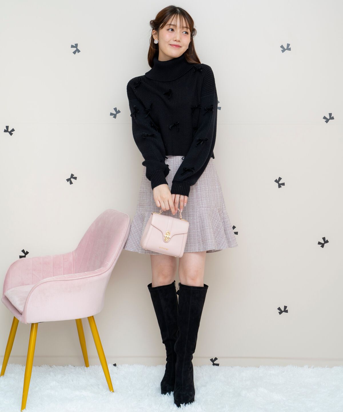 WILLSELECTION「リボンクロップドオフタートルニット」|ニット・セーター|