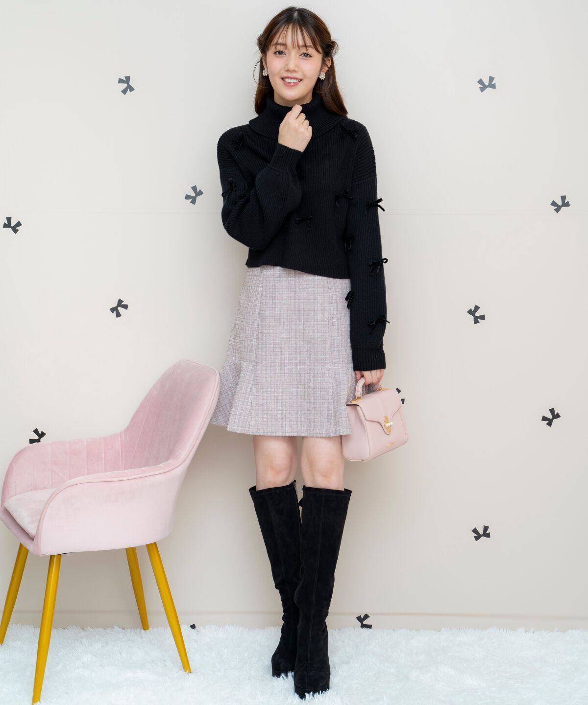 WILLSELECTION「リボンクロップドオフタートルニット」|ニット・セーター|