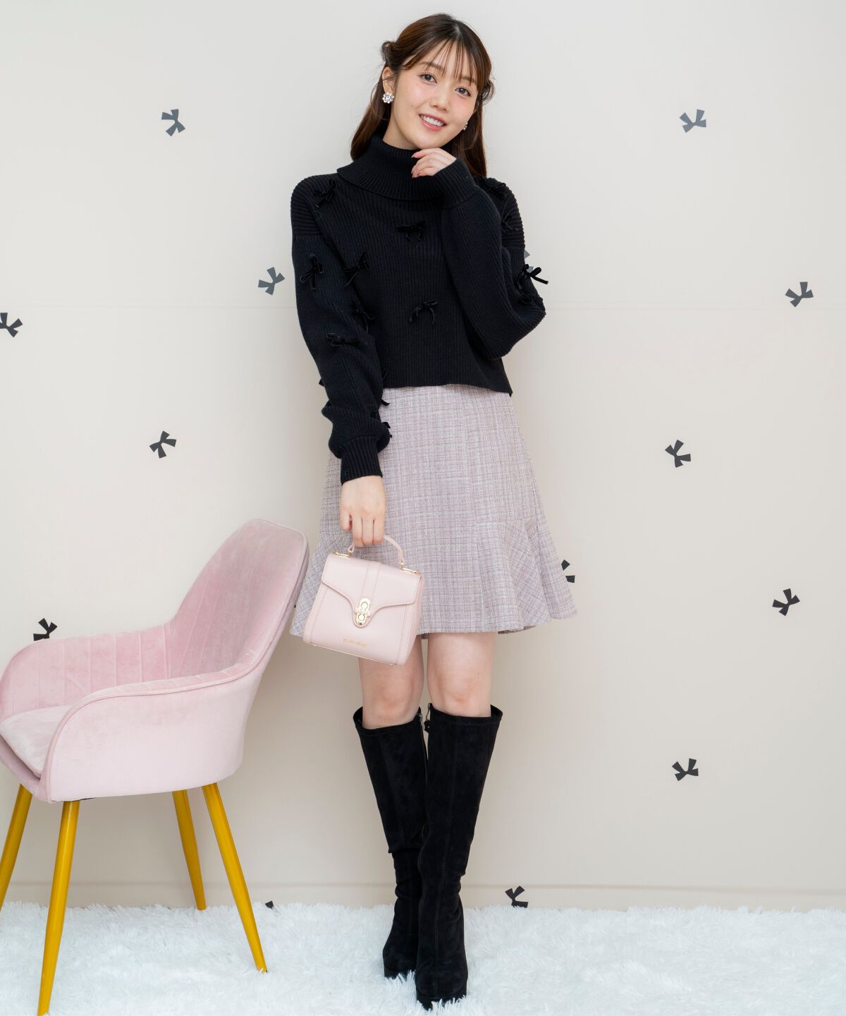 WILLSELECTION「リボンクロップドオフタートルニット」|ニット・セーター|