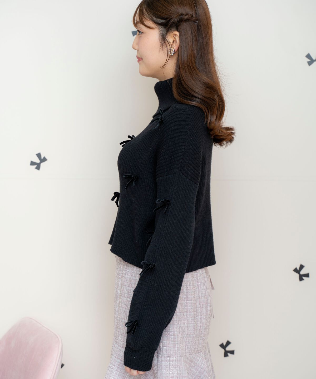 WILLSELECTION「リボンクロップドオフタートルニット」|ニット・セーター|