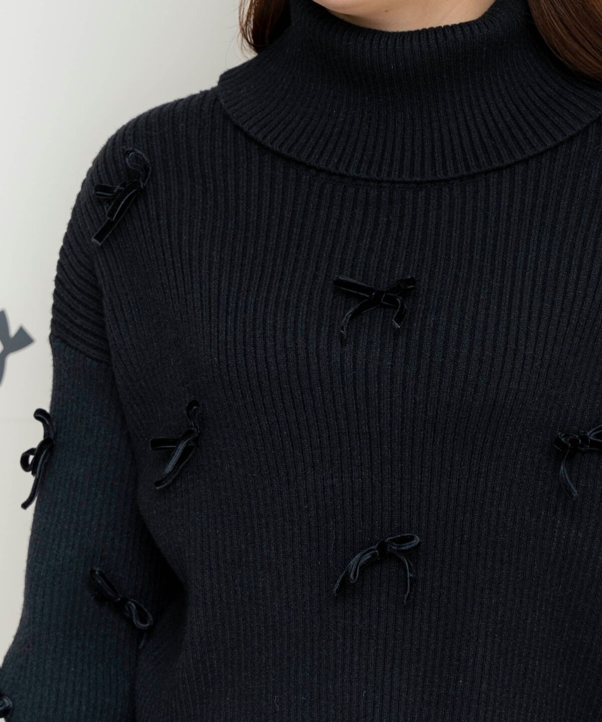 WILLSELECTION「リボンクロップドオフタートルニット」|ニット・セーター|