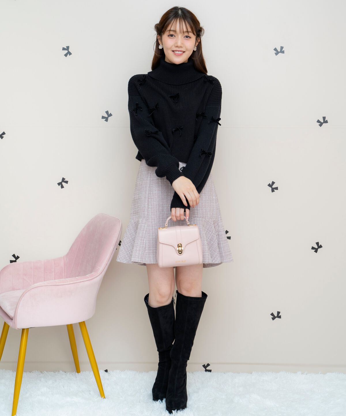 WILLSELECTION「リボンクロップドオフタートルニット」|ニット・セーター|