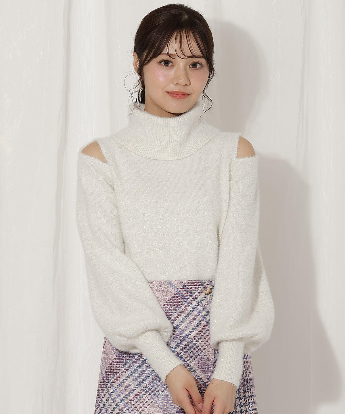 WILLSELECTION「ショルダースリットオフタートルフェザーニット」|ニット・セーター|オフ