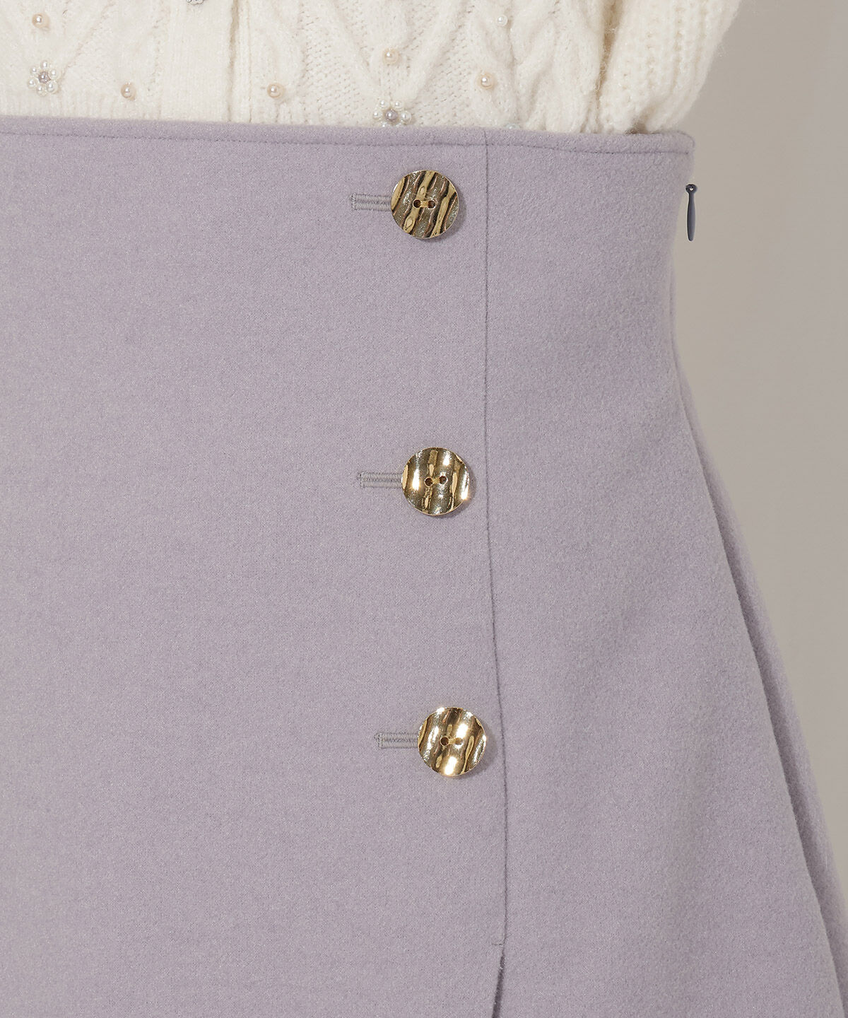 WILLSELECTION「ゴールドボタンアシメミニスカート」|台形|